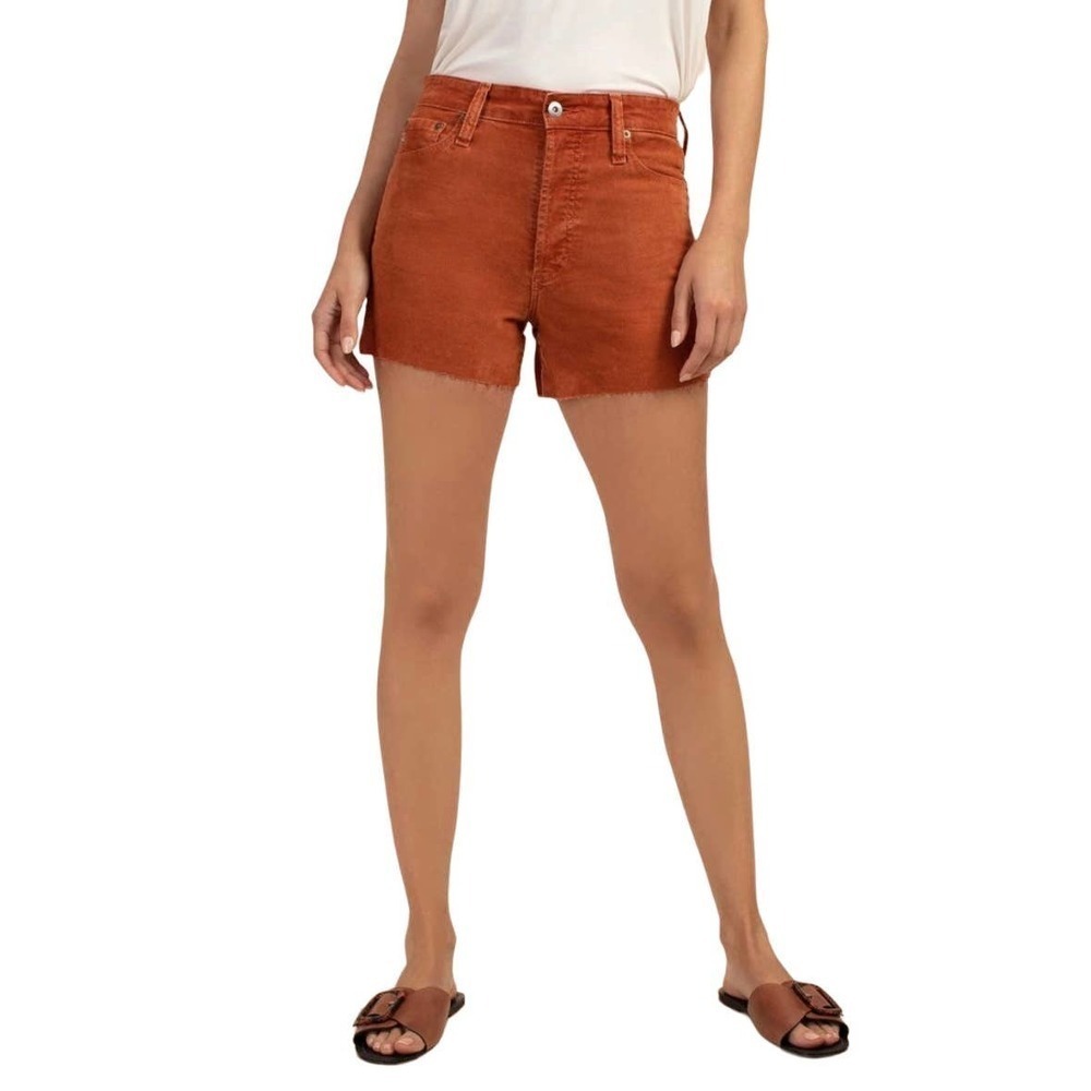 ADRIANO GOLDSCHMIED ALEXXIS HIGH-RISE CORDUROY SHORTS ORANGE‎ NWT WOMEN'S 26 28